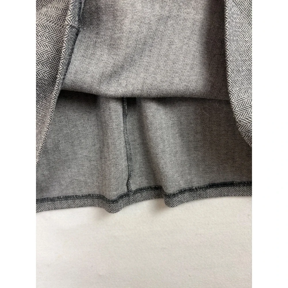 Lauren Ralph Lauren Women Gray Herringbone Sleeveless Dress Faux Leather Trim 2X